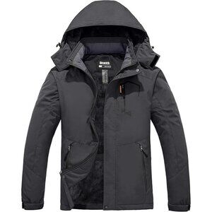 NWT Skieer Men's Wind / Waterproof Ski Jacket Snowboarding Coat Hood Dk Grey MED